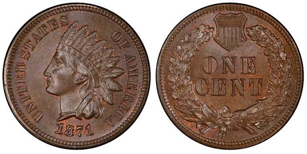 1871 Indian Head Penny obverse and reverse, showing primary coin features and overall condition